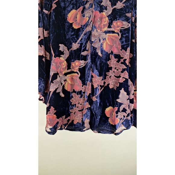 LOVERICHE Dark Floral Velvet Burnout Knee Length Tunic Top Sz M Boho Western - Picture 11 of 12